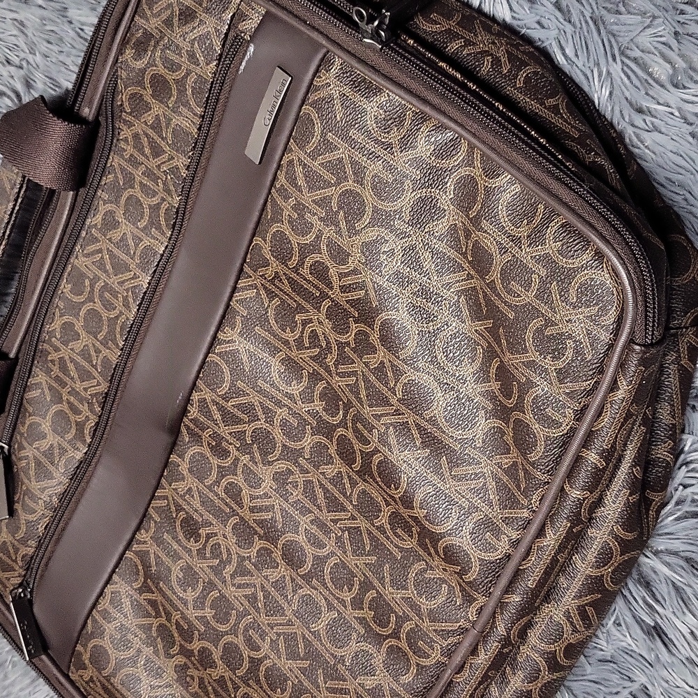 Calvin Klein Dark Brown Monogram Briefcase - Picture 4 of 9